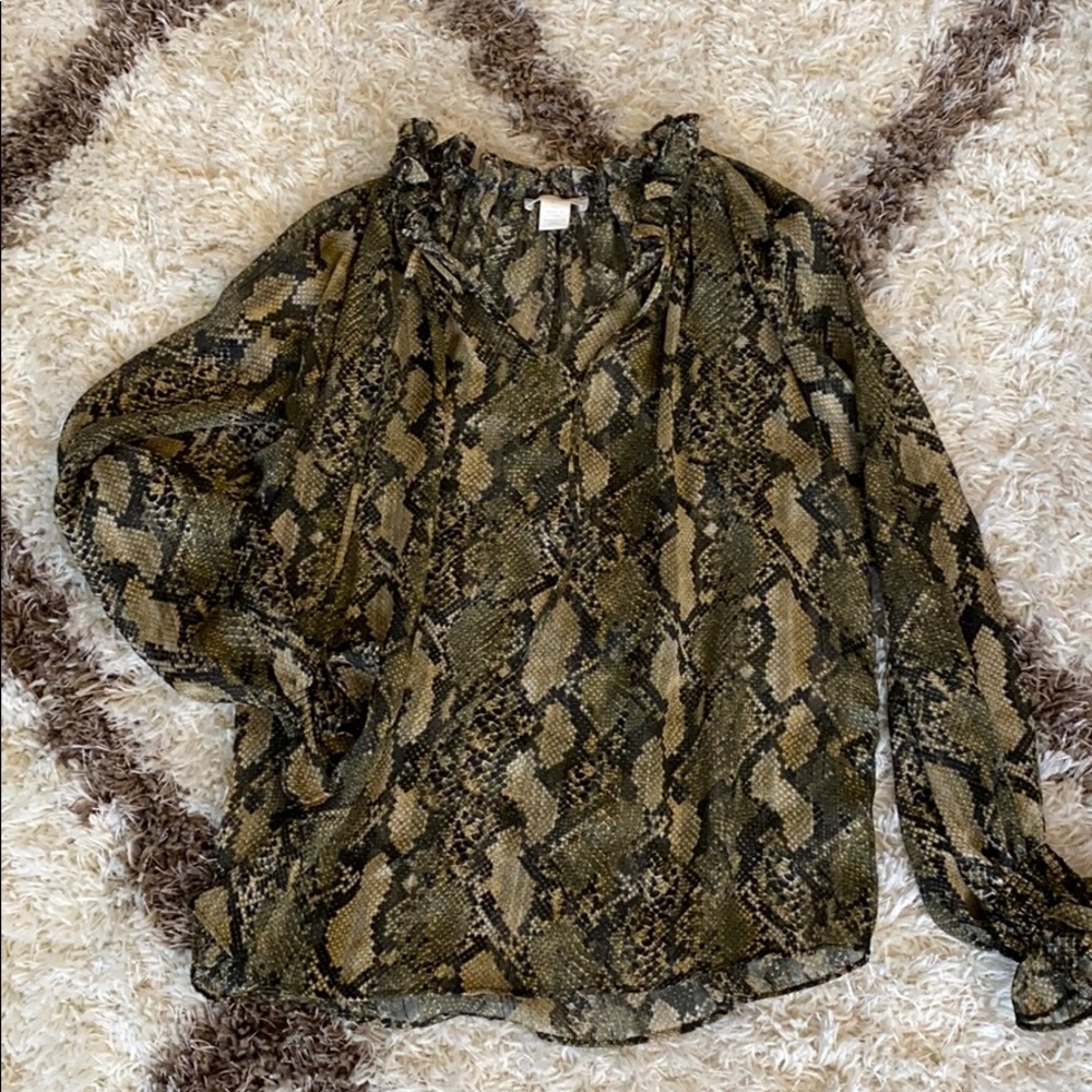 Snake print sheer top
